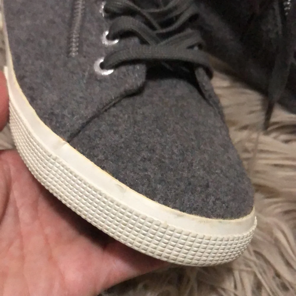 Superga Wool Blend HighTops-Gray-Sz 39.5-Side Zip Details/Lace Up Front - Picture 14 of 16